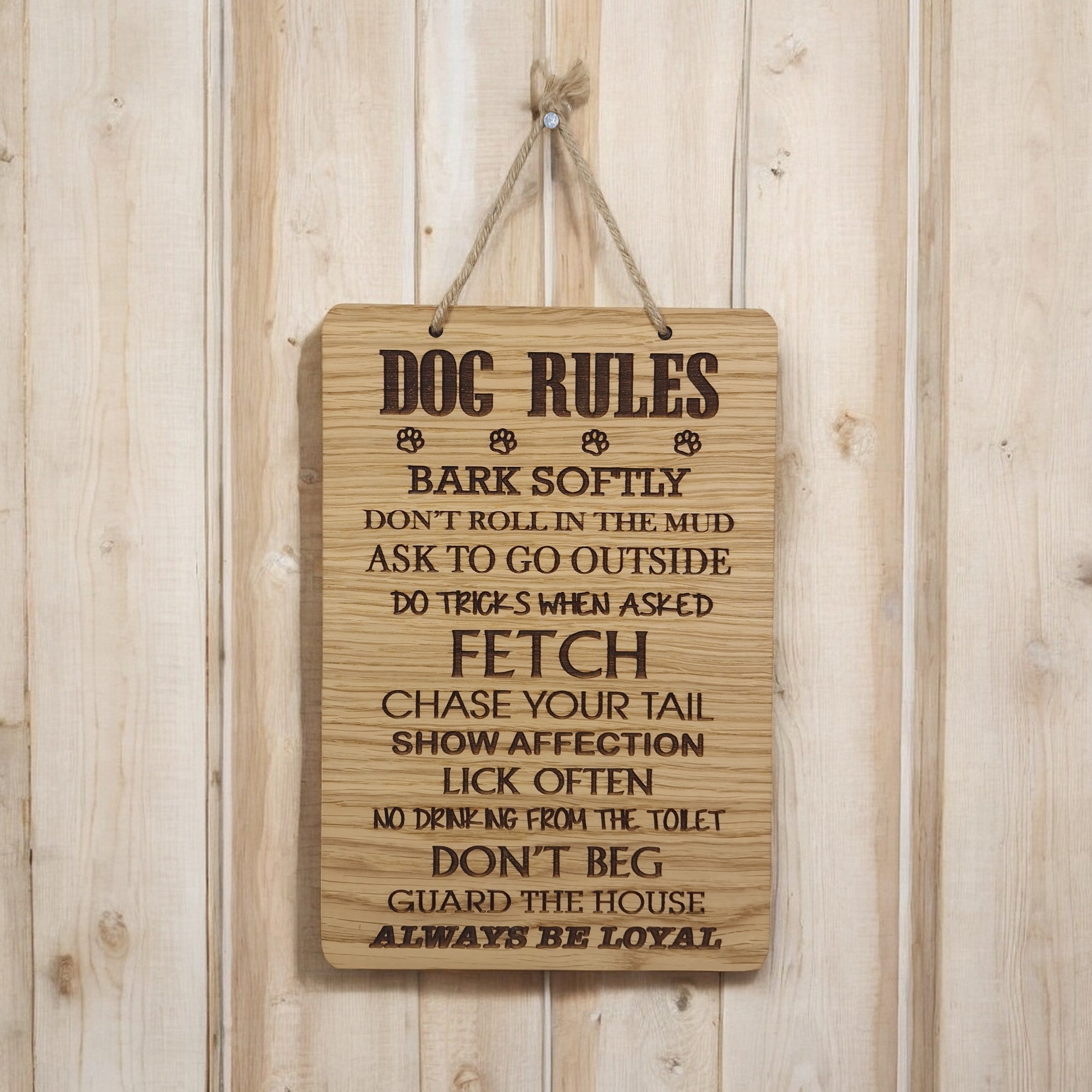 Dog Rules Wooden Hanging Sign
