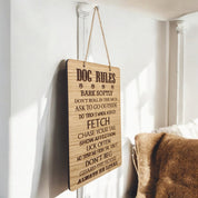 Dog Rules Wooden Hanging Sign