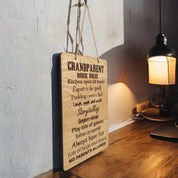Grandparent Rules Wooden Hanging sign