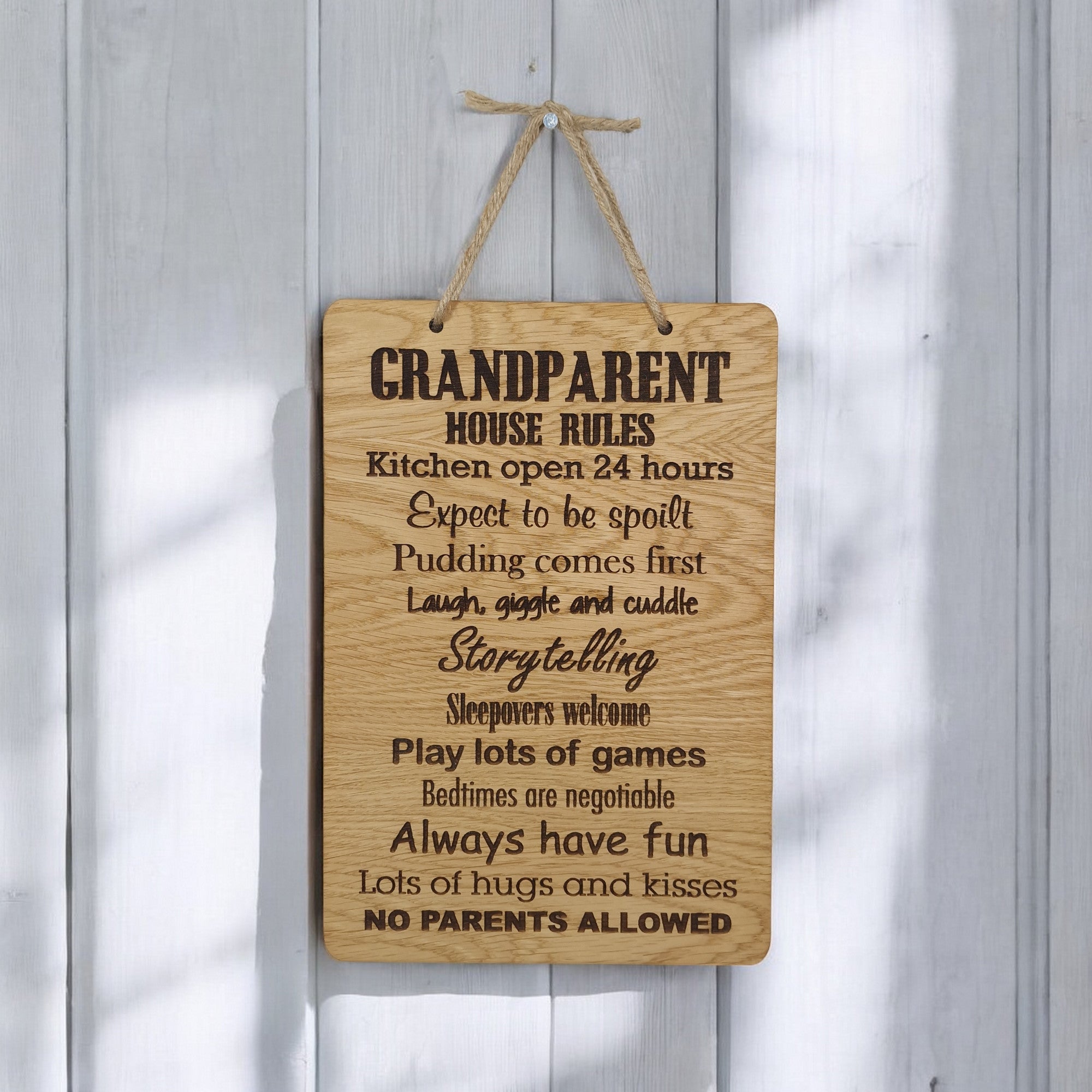 Grandparent Rules Wooden Hanging sign