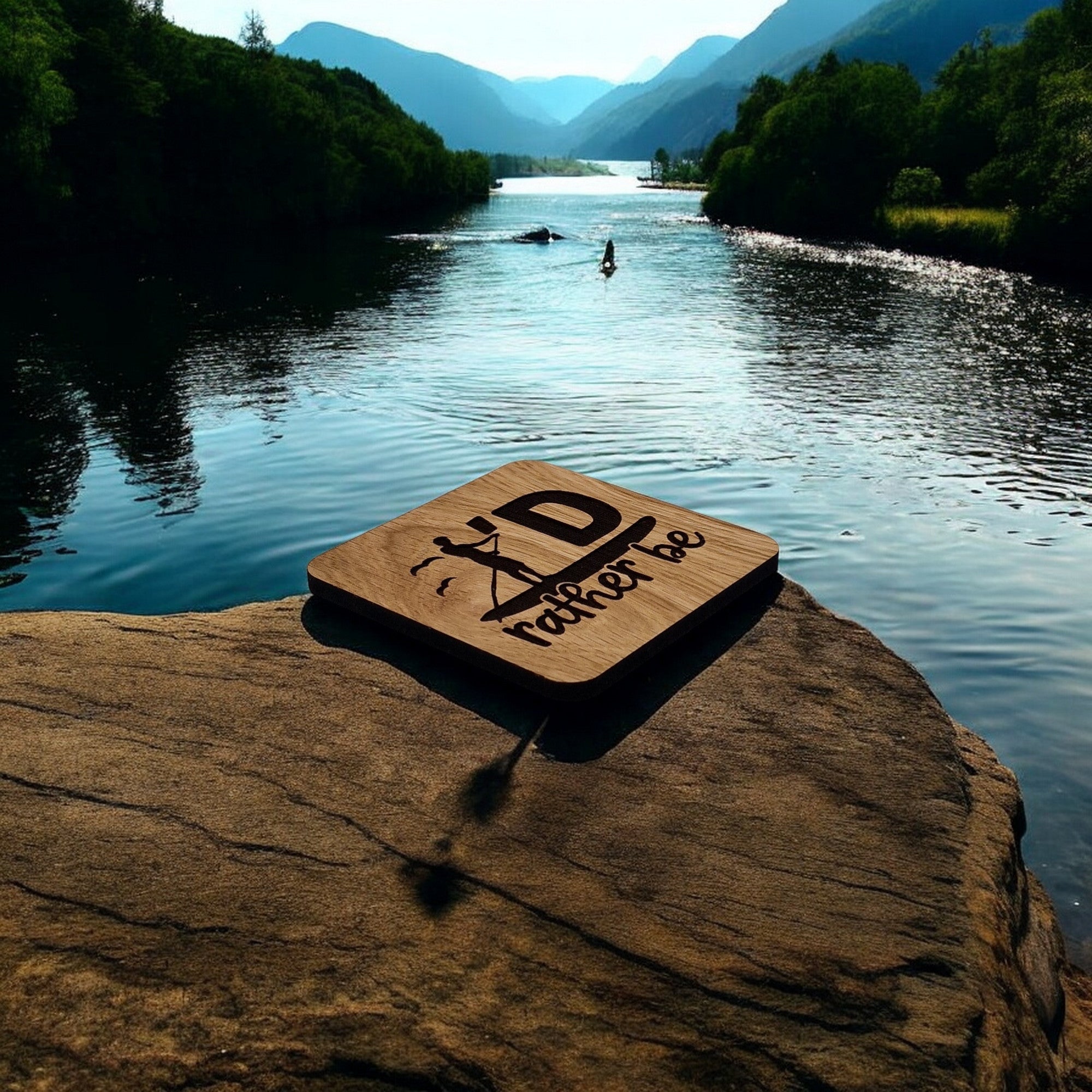 I'd Rather Be Wooden Drinks Coaster ( Paddle Boarding )