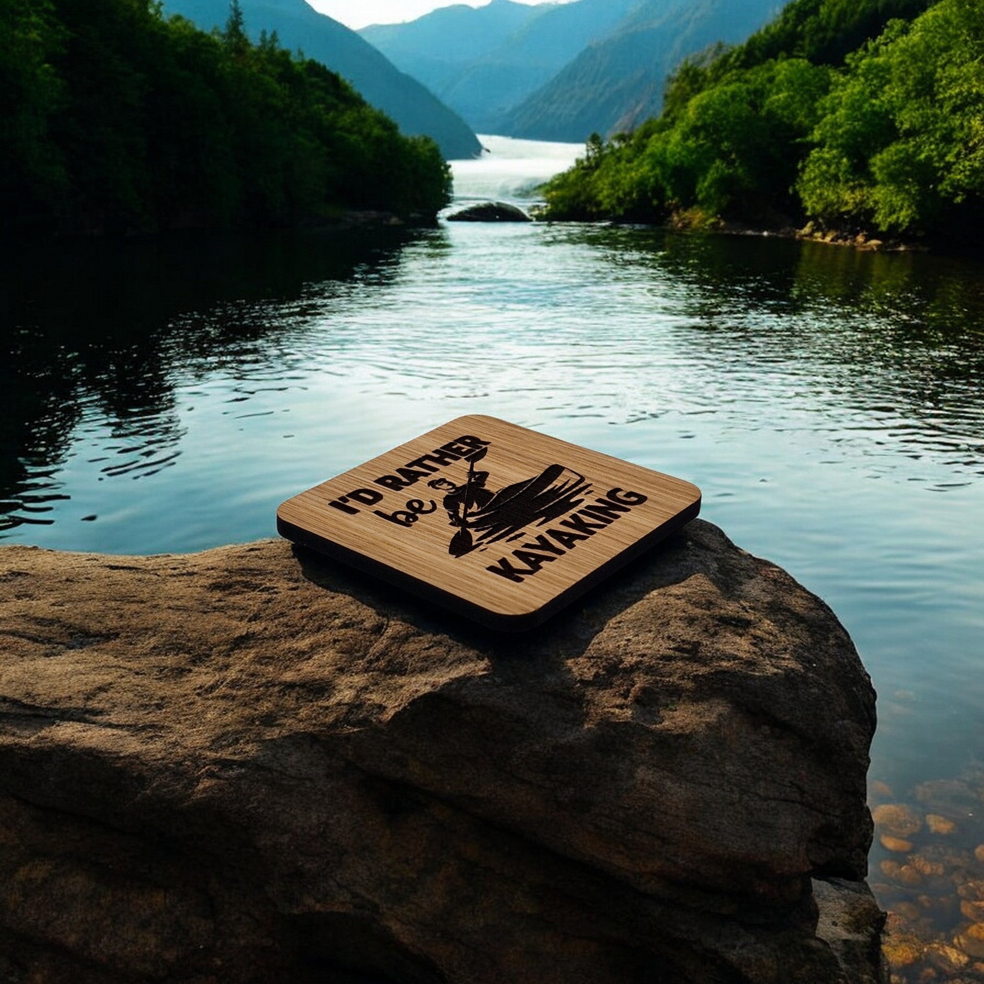 I'd Rather Be Kayaking Wooden Drinks Coaster ( Kayak )