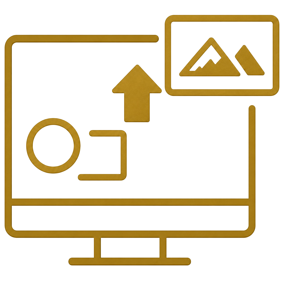 Gold Icon With Computer screen
