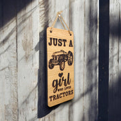 Just A Girl Who Loves Tractors. Wooden Hanging Sign (Tractor)