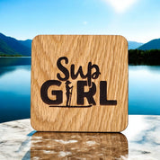 SUP Girl Wooden Drinks Coaster ( Paddle Boarding )