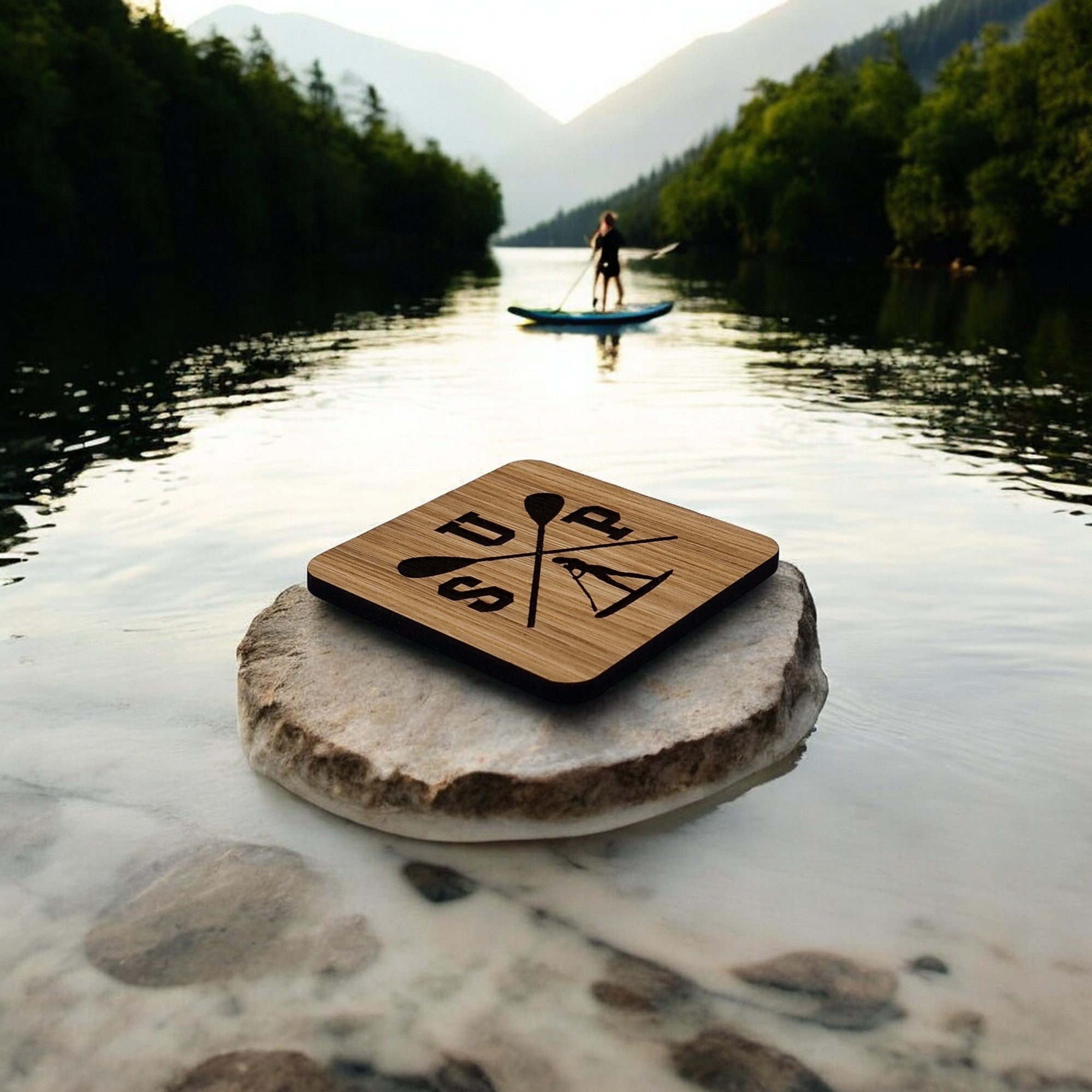 SUP Wooden Drinks Coaster ( Paddle Boarding )