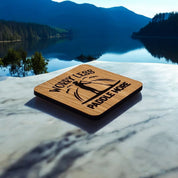 Worry Less, Paddle More Wooden Drinks Coaster ( Paddle Boarding )